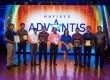 Hayleys Advantis award ceremony with winners holding plaques and certificates on stage